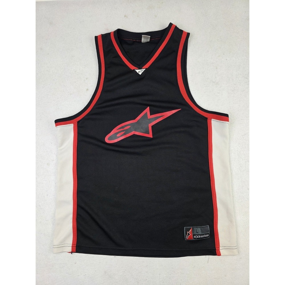 Vintage Y2K Alpinestars Tank Top Jersey Men's Size L Black Red Motocross
